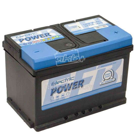 Автомобильный аккумулятор Electric Power 6СТ-70 (-/+) Start Stop EFB, 12В, 70Ач, 760А - купить