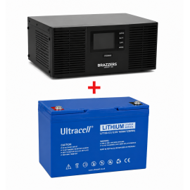Комплект резервного живлення BRAZZERS BRSW-LFP-600 ,500вт + LIT LiFePO4 12,8 В 100 Агод
