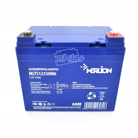 Аккумуляторная батарея MERLION FOR TESLA AGM MLTS12330M6 12 V 33 Ah (195x130x165)  - купить
