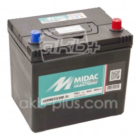 Аккумулятор 6СТ-60A MIDAC HERMETICUM Asia, 12V, 60Ah, (-/+) евро, Мидак Герметикум азия, 12В, 60Ач, EN460А