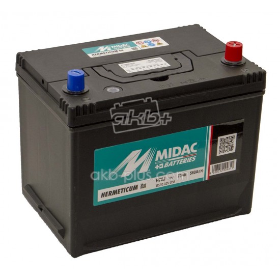 Аккумулятор 6СТ-70A MIDAC HERMETICUM Asia, 12V, 70Ah (-/+) евро, Мидак Герметикум азия, 12В, 70Ач, EN560А - купить