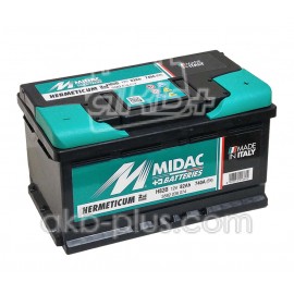 Аккумулятор 6СТ-82 MIDAC HERMETICUM 12V, 82Ah (-/+) низкий евро, Мидак Герметикум, 12В, 82Ач, EN740А