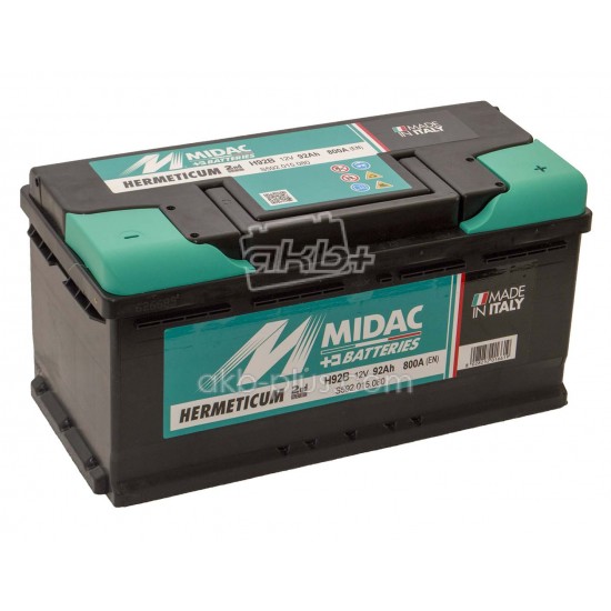 Аккумулятор 6СТ-92A MIDAC HERMETICUM, 12V, 92Ah  (-/+) низкий евро, Мидак Герметикум, 12В, 92Ач, EN800А - купить
