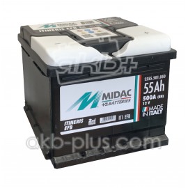 Аккумулятор 6СТ-55 MIDAC ITINERIS EFB START STOP, 12V, 55Ah, R Мидак Итинерис, 12В, 55Ач, EN500А Аккумулятор 6СТ-55 MIDAC ITINERIS EFB START STOP, 12V, 55Ah, R Мидак Итинерис, 12В, 55Ач, EN500А