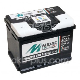 Аккумулятор 6СТ-60 MIDAC ITINERIS EFB START STOP, 12V, 60Ah, R Мидак Итинерис, 12В, 60Ач, EN570А Аккумулятор 6СТ-60 MIDAC ITINERIS EFB START STOP, 12V, 60Ah, R Мидак Итинерис, 12В, 60Ач, EN570А