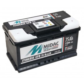 Аккумулятор 6СТ-75A MIDAC ITINERIS EFB START STOP низкий, 12V, 75Ah, R Мидак Итинерис, 12В, 75Ач, EN730А