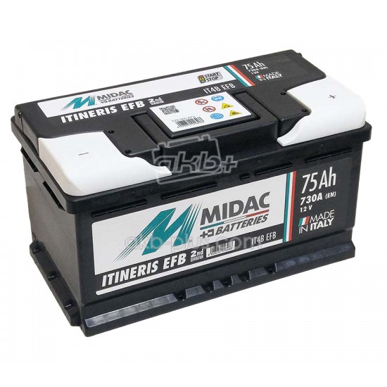 Аккумулятор 6СТ-75A MIDAC ITINERIS EFB START STOP низкий, 12V, 75Ah, R Мидак Итинерис, 12В, 75Ач, EN730А - купить