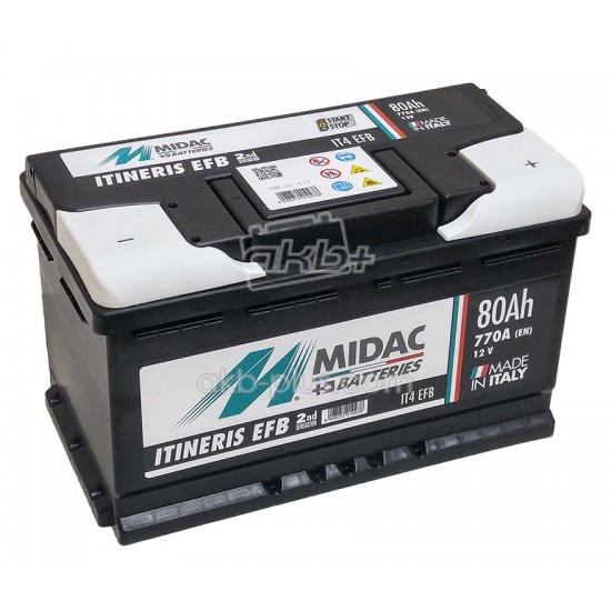 Аккумулятор 6СТ-80A MIDAC ITINERIS EFB START STOP, 12V, 80Ah, R Мидак Итинерис, 12В, 80Ач, EN770А - купить