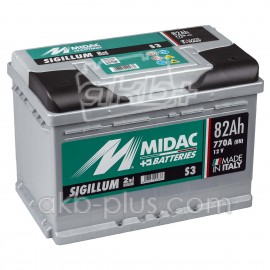 Аккумулятор 6СТ-82A MIDAC S3 Sigillum, 12V, 82Ah (-/+) евро Мидак Сигиллум, 12В, 82Ач, EN770А Аккумулятор 6СТ-82A MIDAC S3 Sigillum, 12V, 82Ah (-/+) евро Мидак Сигиллум, 12В, 82Ач, EN770А