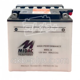 Аккумулятор 9Ah-12v MB9L-B (YB9L-B) Midac Moto (137х76х140), R, EN80 Аккумулятор 9Ah-12v MB9L-B (YB9L-B) Midac Moto (137х76х140), R, EN80