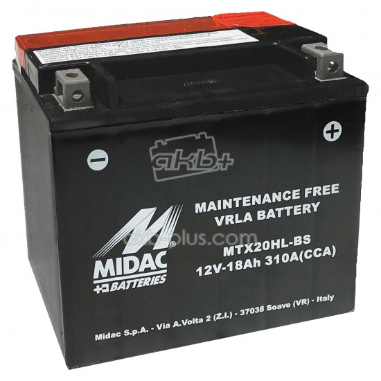Акумулятор 18Ah-12v MTX20HL-BS (YTX20HL-BS) Midac Moto (175х87х155), R, EN310 - купить