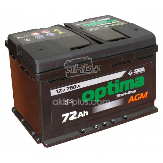 Автомобильный аккумулятор Optima AGM 6СТ-72 12В 72Ач 760А - купить