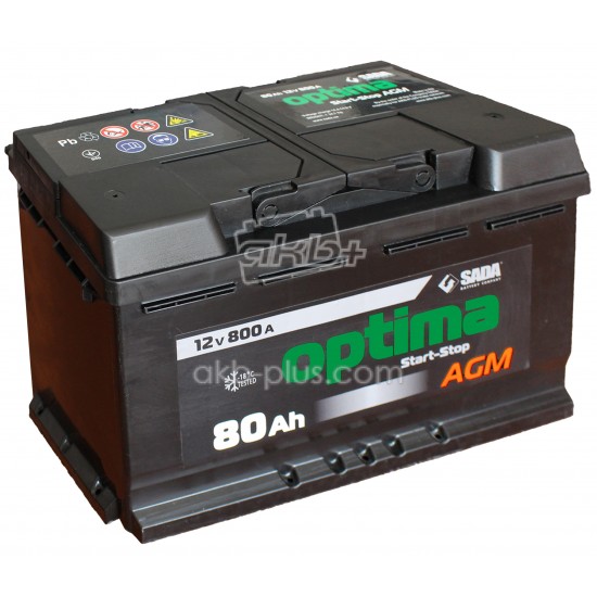 Автомобильный аккумулятор Optima AGM 6СТ-80 12В 80Ач 800А - купить
