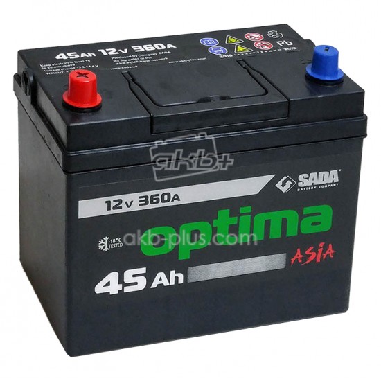 Автомобильный аккумулятор Optima Asia 6СТ-45 (+/-) оптима азия 12В 45Ач 360А - купить