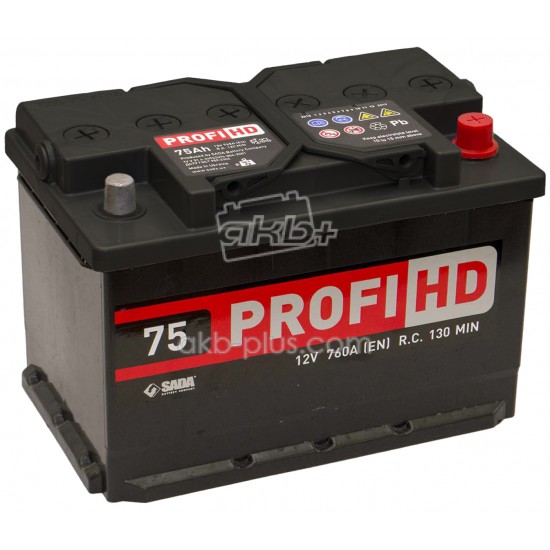 Автомобильный аккумулятор SADA PROFI HD 6СТ-75 (-/+) Евро сада профи 12В 75Ач 760А - купить
