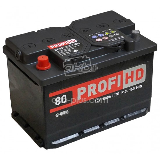 Автомобильный аккумулятор SADA PROFI HD 6СТ-80 (+/-) сада профи 12В 80Ач 800А - купить