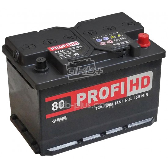 Автомобильный аккумулятор SADA PROFI HD 6СТ-80 (-/+) Евро сада профи 12В 80Ач 800А - купить
