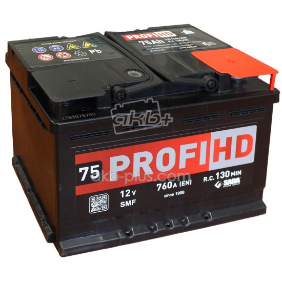Автомобильный аккумулятор SADA PROFI HD 6СТ-75 SMF (-/+) Евро сада профи 12В 75Ач 760А - купить