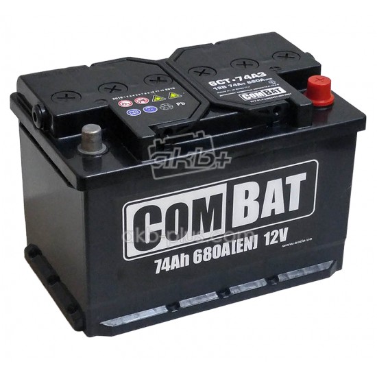 Автомобильный аккумулятор SADA COMBAT 6СТ-74 (-/+) сада комбат Евро,12В, 74Ач, 680А - купить