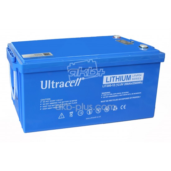 Батарея аккумуляторная Ultracell LiFePO4 12(12.8)V 200Ah/2560W(2.56kW) Grade A LED DISPLAY, ON OFF - купить