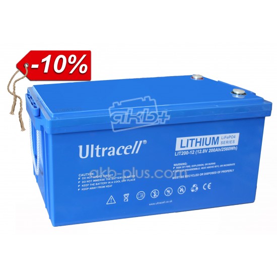 Батарея Акумуляторна Ultracell LiFePO4 12(12.8)V 200Ah/ 2560W(2.56kW) Grade A STANDARD - купить
